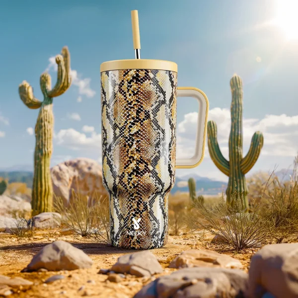Meoky 40oz Leopard print Gradient Cup Stainless Steel Insulated Car Water Cup Leak proof Portable large Capacity Handle Cup 2