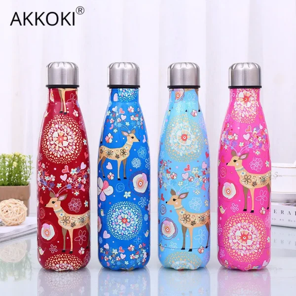 500ml Cartoon Deer Vacuum Cup Insulated Stainless Steel Water Bottle Coffee Thermos Portable Travel Sport Drink Bottle Gift 1