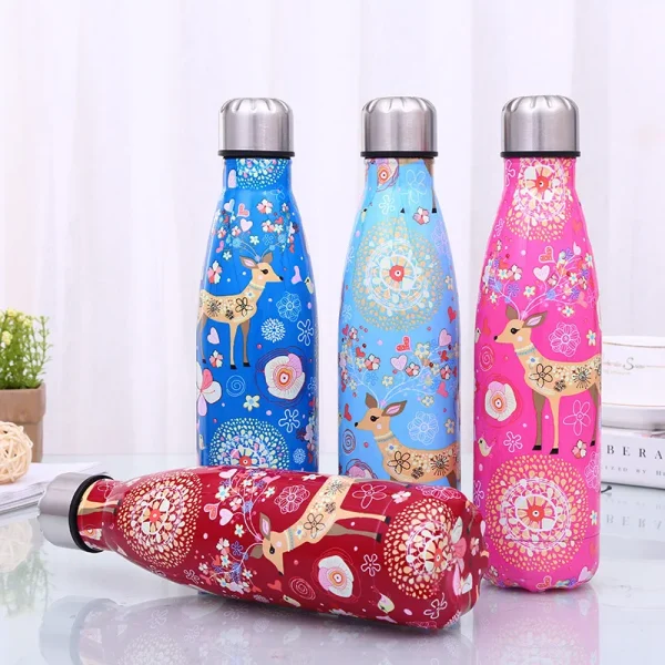 500ml Cartoon Deer Vacuum Cup Insulated Stainless Steel Water Bottle Coffee Thermos Portable Travel Sport Drink Bottle Gift 2