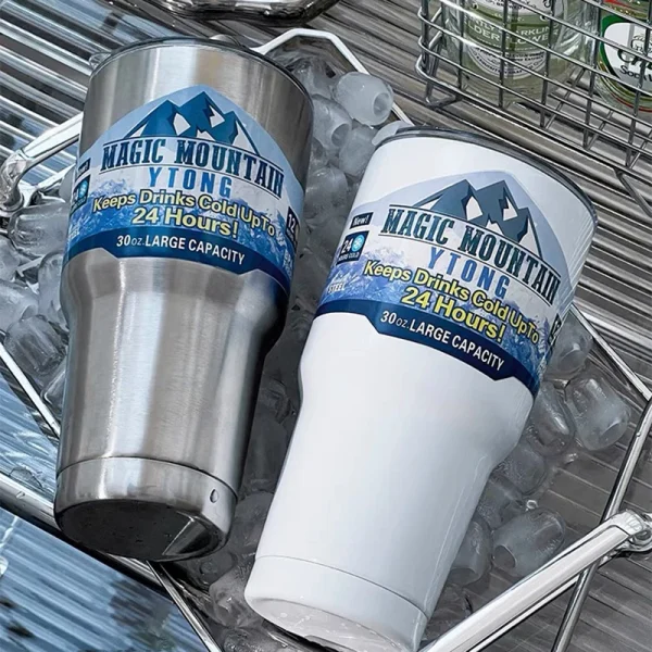 Stainless Steel Large Capacity Thermos Bottle Ice Cube Cup Portable Car Water Bottle Women Men Outdoor Cold Beer Cup Straw Mug 4