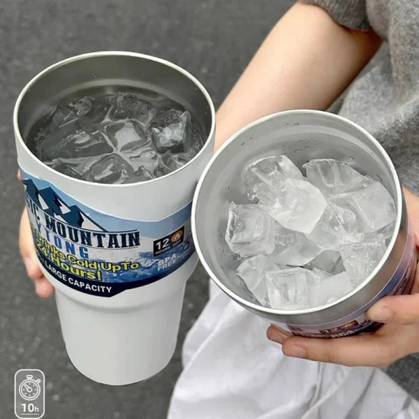 Stainless Steel Large Capacity Thermos Bottle Ice Cube Cup Portable Car Water Bottle Women Men Outdoor Cold Beer Cup Straw Mug 6
