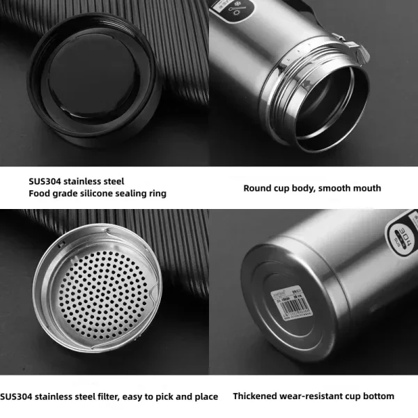 800ML-1L Stainless Steel Thermos Bottle 304 Tea Bottle Car Vacuum Bottle with LED Temperature Display Portable Drinking Cup 5