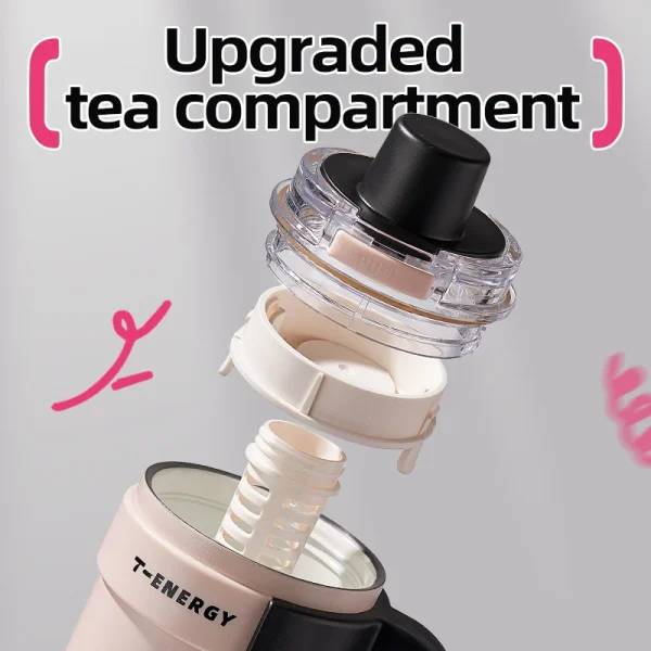 TKK 800ml/1200ml SUS316 Ceramic Coating Vacuum Cup, with Straw and Tea Strainer Vacuum Insulated Large Capacity Water Bottle 3
