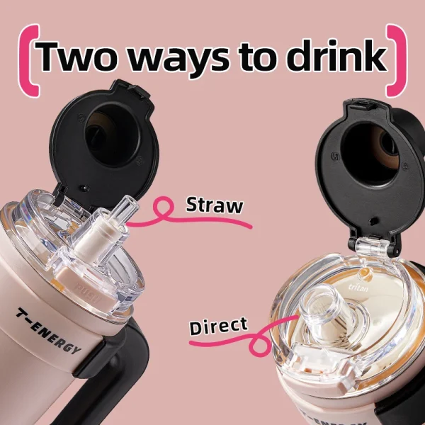 TKK 800ml/1200ml SUS316 Ceramic Coating Vacuum Cup, with Straw and Tea Strainer Vacuum Insulated Large Capacity Water Bottle 5