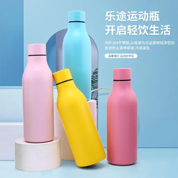 Stainless steel water bottle inside and outside 304 outdoor sports cup Portable car thermal insulation cold water cup 2