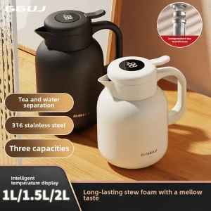 High-Quality 316 Stainless Steel Thermal Tea Pot - Insulated Water Kettle With Temperature Display Stylish & Functional Home Use 1