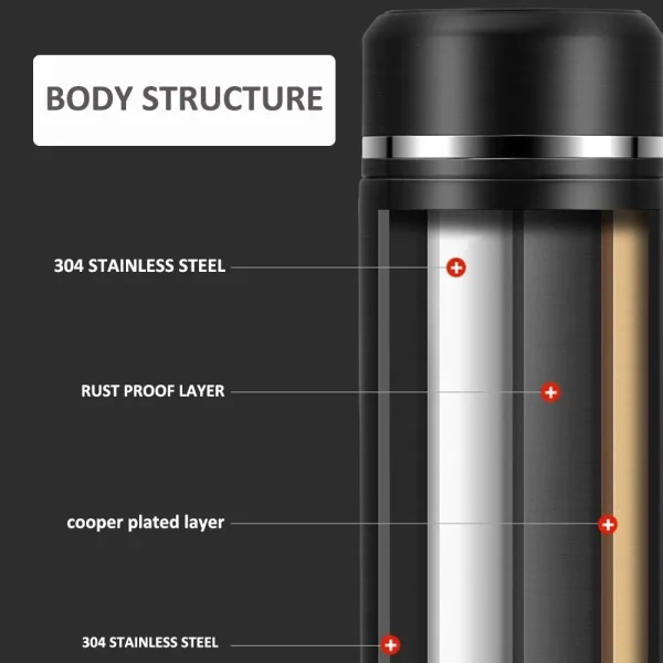Stainless steel thermos bottle with digital temperature display, Intelligent temperature measurement cup, LED, 500ml 3