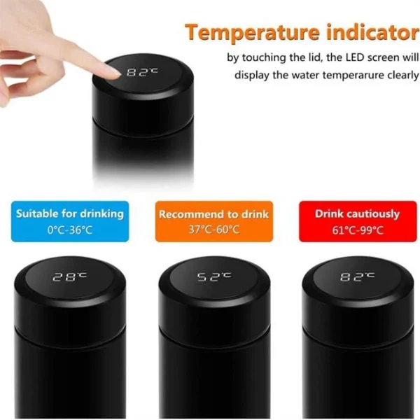 Stainless steel thermos bottle with digital temperature display, Intelligent temperature measurement cup, LED, 500ml 4