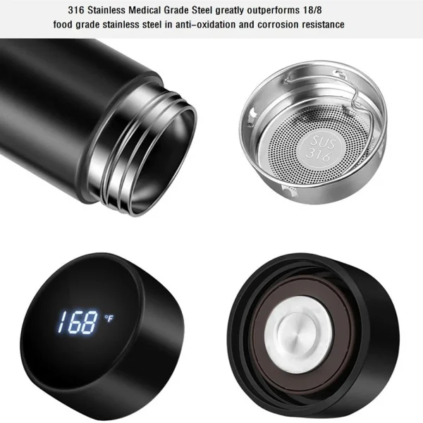 Stainless steel thermos bottle with digital temperature display, Intelligent temperature measurement cup, LED, 500ml 5
