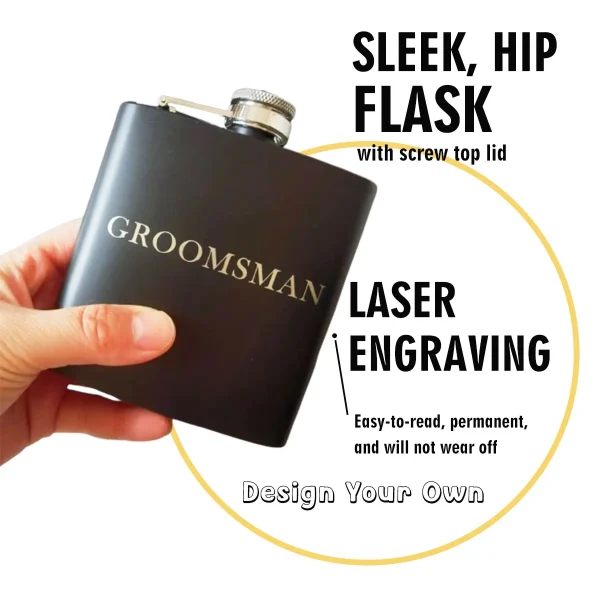 Personalized Name Hip Flask Set Birthday Gift Custom 6oz Stainless Steel Flask Wedding Favors Best Man Groom Gift Groomsman Gift 2