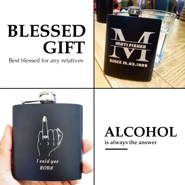 Personalized Name Hip Flask Set Birthday Gift Custom 6oz Stainless Steel Flask Wedding Favors Best Man Groom Gift Groomsman Gift 3