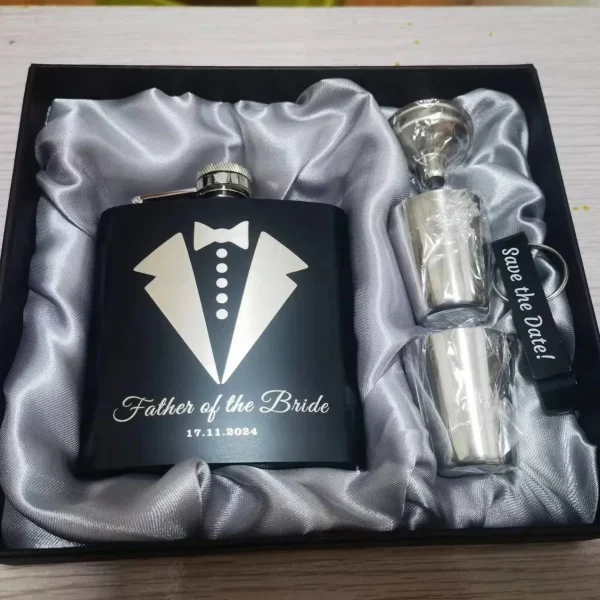 Personalized Name Hip Flask Set Birthday Gift Custom 6oz Stainless Steel Flask Wedding Favors Best Man Groom Gift Groomsman Gift 4