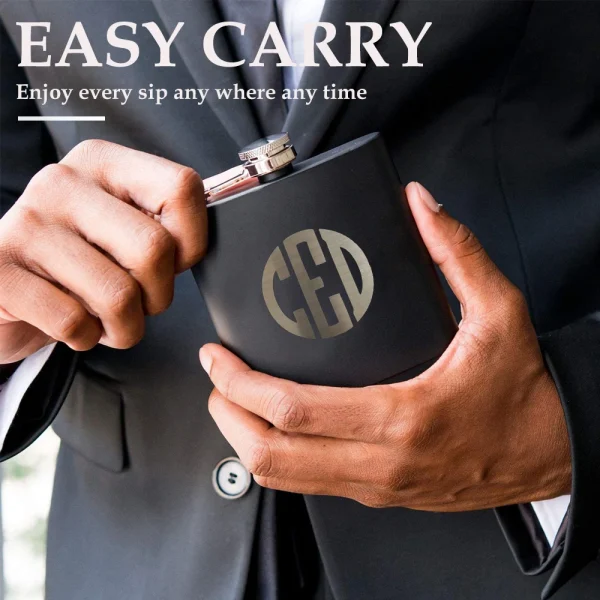 Personalized Name Hip Flask Set Birthday Gift Custom 6oz Stainless Steel Flask Wedding Favors Best Man Groom Gift Groomsman Gift 5