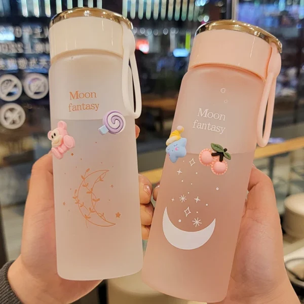 800ML Moon Fantasy Water Bottle Portable Plastic Cup Ins Student Leakproof Bottles Simple Fashion Outdoor Sport Water Bottle 1PC 1