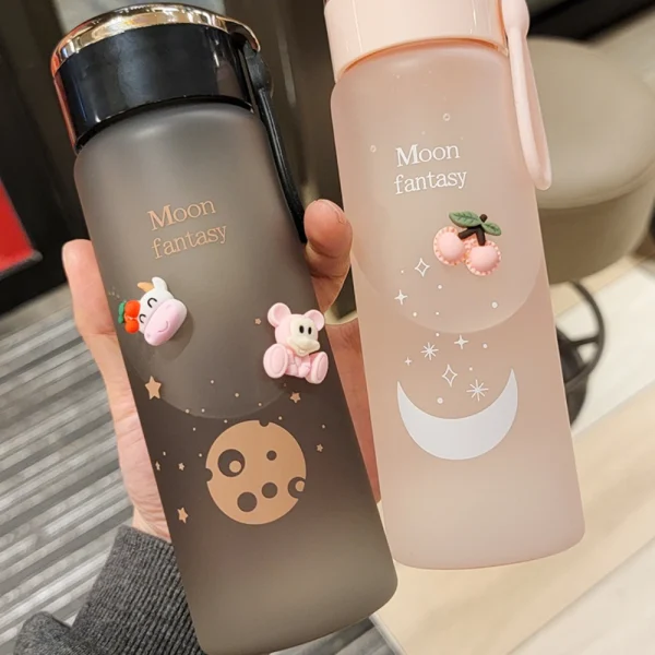 800ML Moon Fantasy Water Bottle Portable Plastic Cup Ins Student Leakproof Bottles Simple Fashion Outdoor Sport Water Bottle 1PC 4