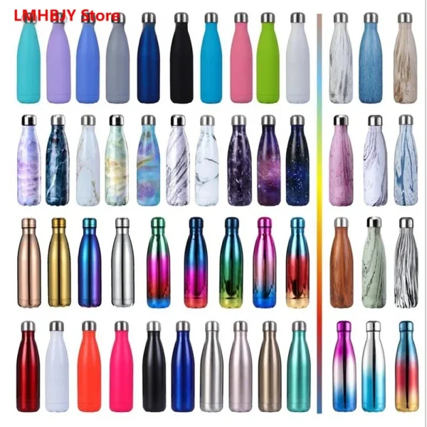 LMHBJY 500/1000ml Double-Wall Insulated Vacuum Flask Stainless Steel Thermos Cola Water Beer Outdoors Sport Water Bottle 1