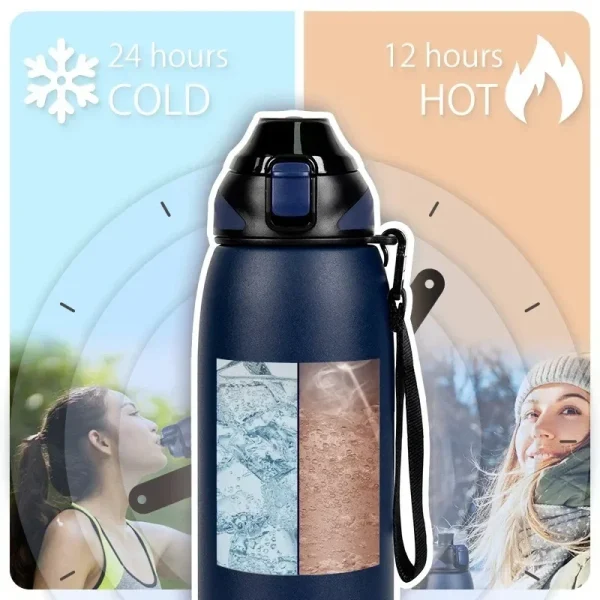Stainless Steel Water Bottle Portable Cold Drink Bottle Vacuum Flask Portable Travel Picnic Fitness Drinking Utensil Leak-proof 2