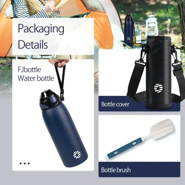 Stainless Steel Water Bottle Portable Cold Drink Bottle Vacuum Flask Portable Travel Picnic Fitness Drinking Utensil Leak-proof 5