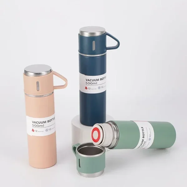 500ML 304 Stainless Steel Vacuum Insulated Bottle Gift Set Coffee Mug Business Style Insulated Water Bottle for Tea Coffee Drink 5