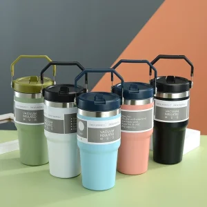 New American Simple Solid Color Stainless Steel Thermos Portable Car Easy To Carry Water Cup Thermal Insulation Cold Ice Cup 1