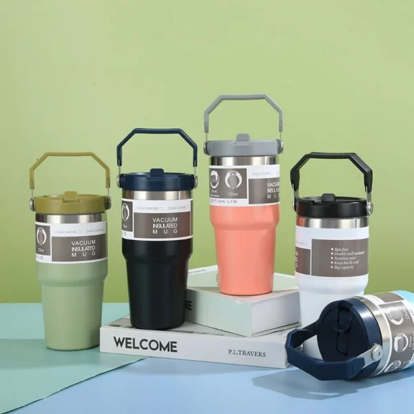 New American Simple Solid Color Stainless Steel Thermos Portable Car Easy To Carry Water Cup Thermal Insulation Cold Ice Cup 3