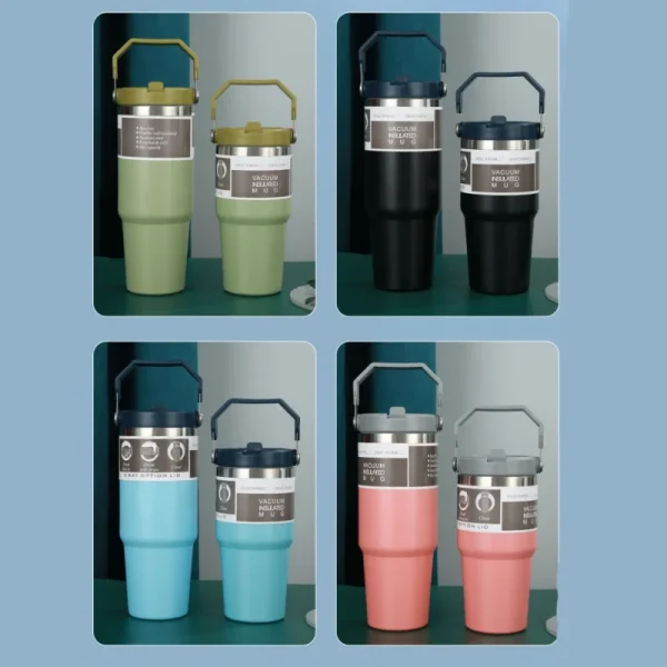 New American Simple Solid Color Stainless Steel Thermos Portable Car Easy To Carry Water Cup Thermal Insulation Cold Ice Cup 4
