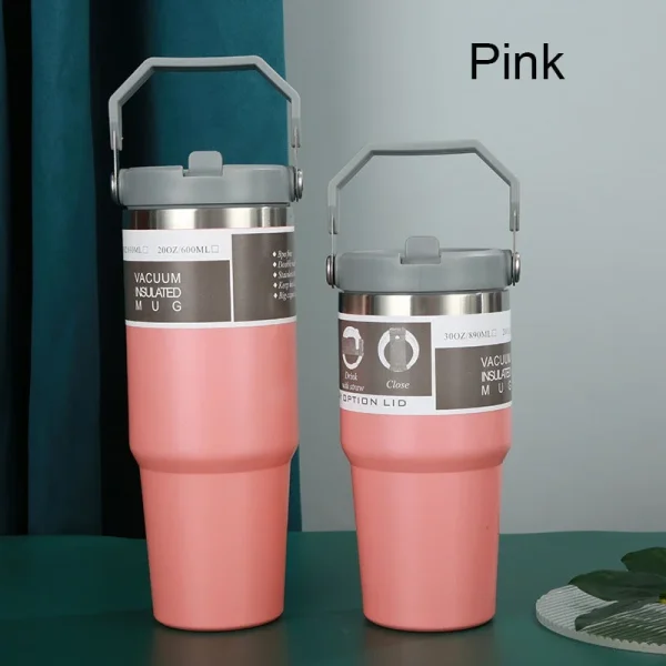 New American Simple Solid Color Stainless Steel Thermos Portable Car Easy To Carry Water Cup Thermal Insulation Cold Ice Cup 5