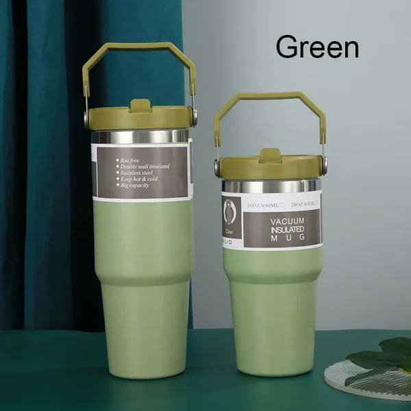 New American Simple Solid Color Stainless Steel Thermos Portable Car Easy To Carry Water Cup Thermal Insulation Cold Ice Cup 6