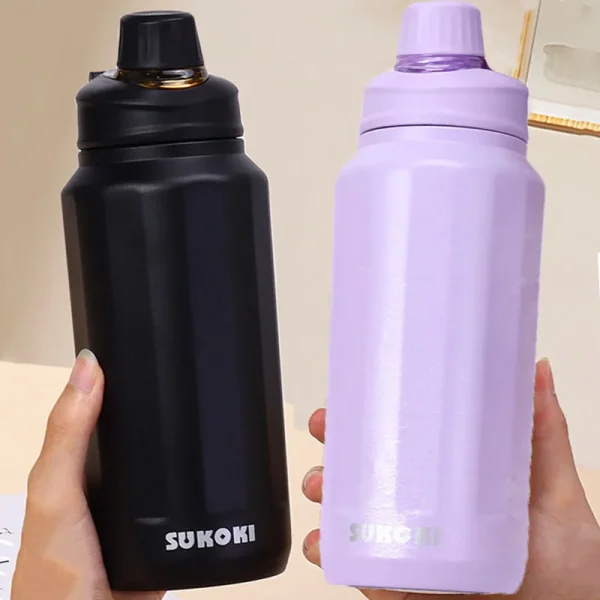1000ML Cup Large Capacity Vacuum Cup Thermos Bottle Purple Black Red Stainless Steel Insulated Water Bottle Travel Cup 1