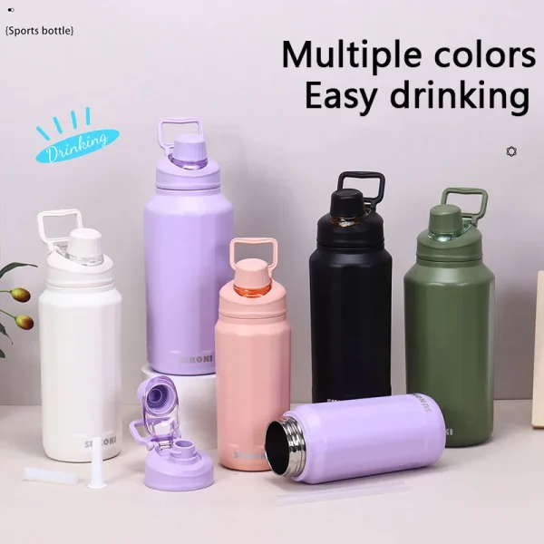 1000ML Cup Large Capacity Vacuum Cup Thermos Bottle Purple Black Red Stainless Steel Insulated Water Bottle Travel Cup 3