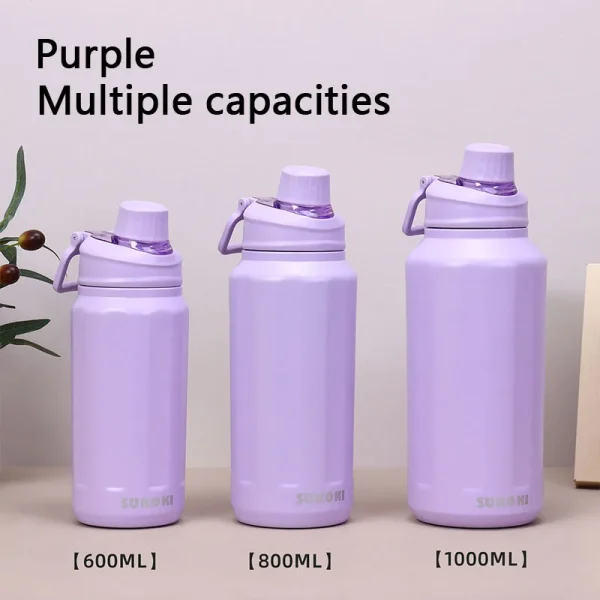 1000ML Cup Large Capacity Vacuum Cup Thermos Bottle Purple Black Red Stainless Steel Insulated Water Bottle Travel Cup 4