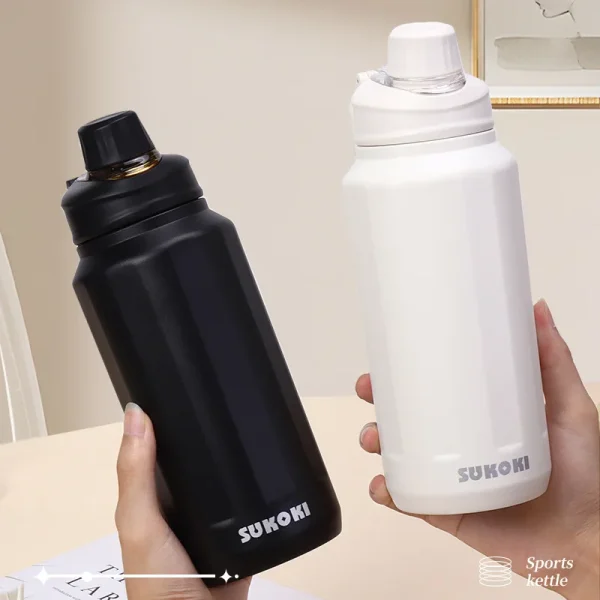 1000ML Cup Large Capacity Vacuum Cup Thermos Bottle Purple Black Red Stainless Steel Insulated Water Bottle Travel Cup 6