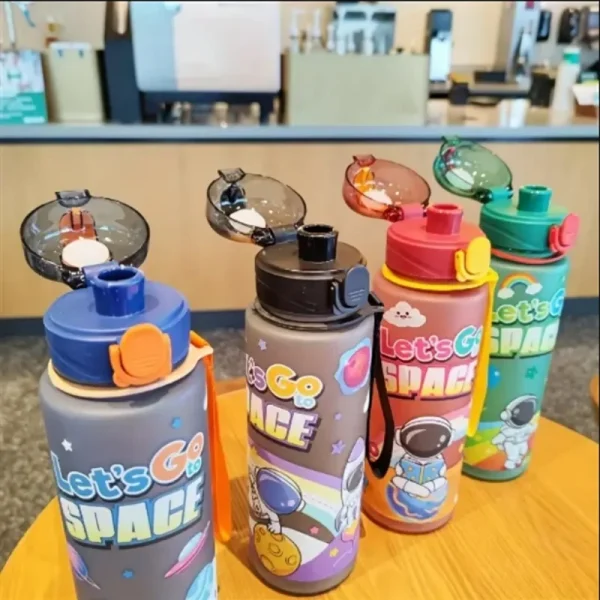 700ml Cosmic Astronaut Themed Insulated Water Bottle Leakproof Flip Lid Carrying Strap Portable Adorable Activities Cup BPA-Free 1