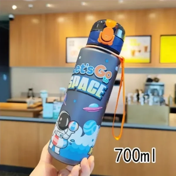 700ml Cosmic Astronaut Themed Insulated Water Bottle Leakproof Flip Lid Carrying Strap Portable Adorable Activities Cup BPA-Free 3