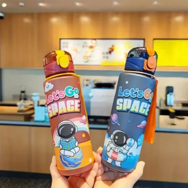 700ml Cosmic Astronaut Themed Insulated Water Bottle Leakproof Flip Lid Carrying Strap Portable Adorable Activities Cup BPA-Free 4