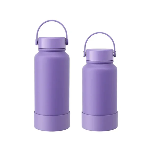 Portable 650/1000ml Vacuum Cup Stainless Steel Solid Color Insulated Water Bottle with Cup Cover Silicone Thermal Car Cup 2