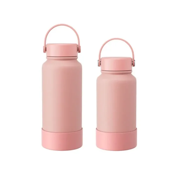 Portable 650/1000ml Vacuum Cup Stainless Steel Solid Color Insulated Water Bottle with Cup Cover Silicone Thermal Car Cup 3