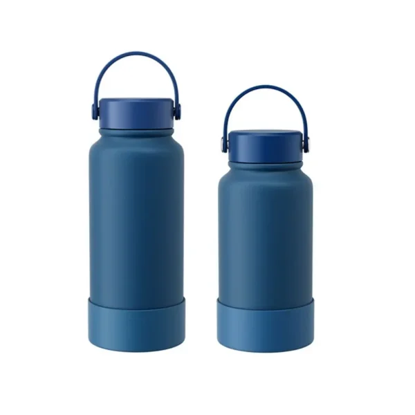 Portable 650/1000ml Vacuum Cup Stainless Steel Solid Color Insulated Water Bottle with Cup Cover Silicone Thermal Car Cup 4
