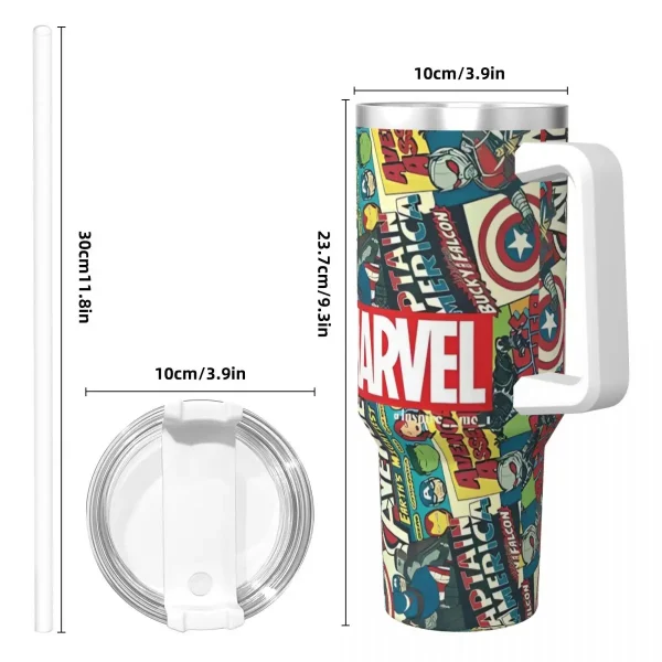 Stainless Steel Tumbler Marvel Hero Characters Thermal Mug Heat Preservation Hot Drinks Mugs Cup Driving Custom DIY Water Bottle 3