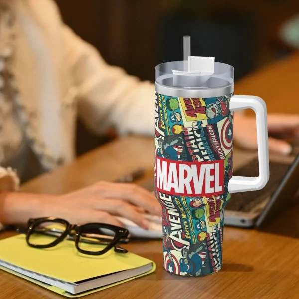 Stainless Steel Tumbler Marvel Hero Characters Thermal Mug Heat Preservation Hot Drinks Mugs Cup Driving Custom DIY Water Bottle 5