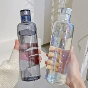 1pc 500ml/17oz Clear Leakproof Water Bottle With Time Scale, Portable Simple Lightweight Water Cup, Suitable For Daily Life, Out 1