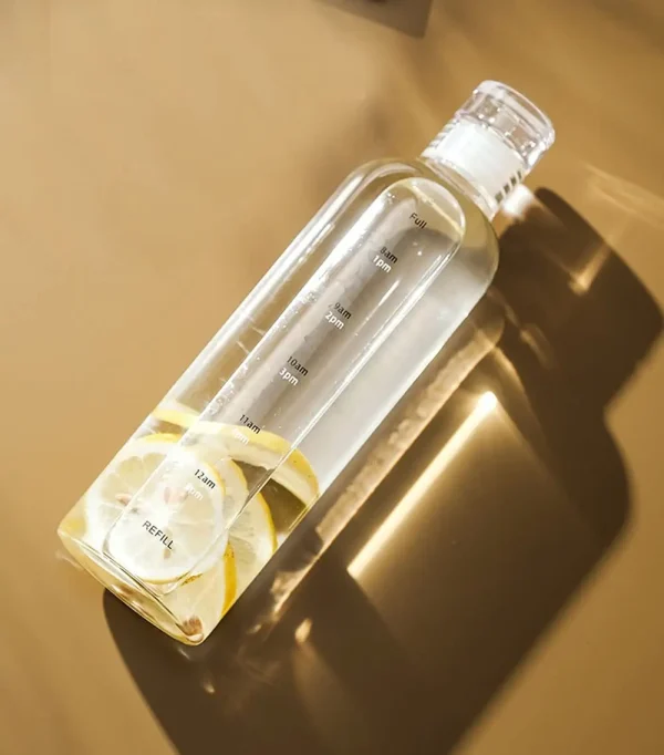 1pc 500ml/17oz Clear Leakproof Water Bottle With Time Scale, Portable Simple Lightweight Water Cup, Suitable For Daily Life, Out 2