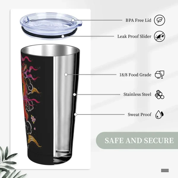 Stainless Steel Tumbler Mulan Mushu Coffee Mug Keep Heat Cold and Hot Mugs Cup Camping Custom Water Bottle 4