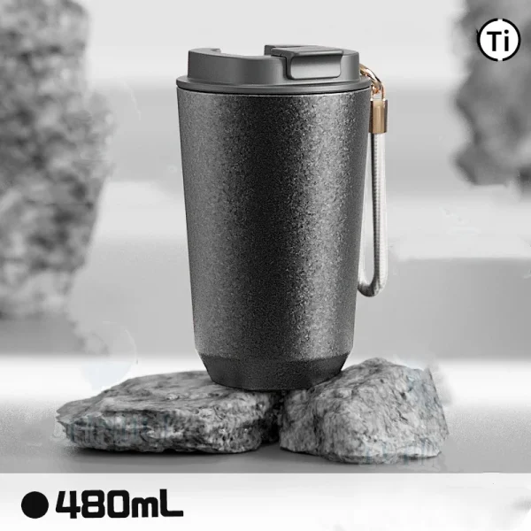 Titanium Liner Travel Thermal Mug with Lid Double-Wall Vacuum Insulation Water Bottle Portable Leakproof WideMouth 280/380/480ml 3