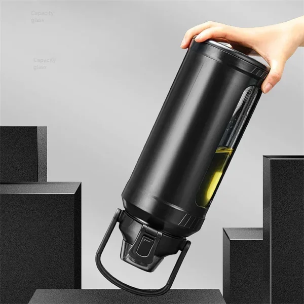 Large Capacity 2L Water Bottle Glass Bottle with Removable Straw, High Borosilicate Glass Water Bottle with Carry Handle for Gym 5