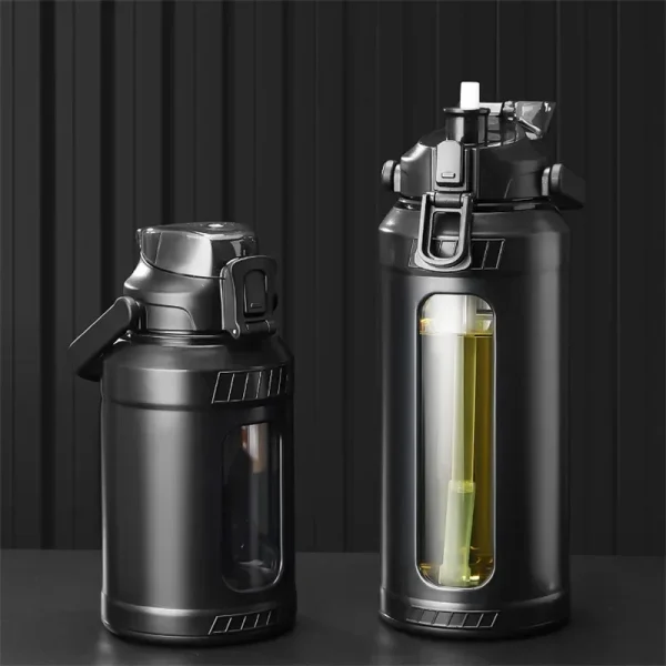 Large Capacity 2L Water Bottle Glass Bottle with Removable Straw, High Borosilicate Glass Water Bottle with Carry Handle for Gym 6