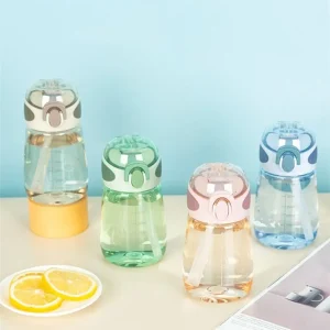 Transparent Sport Water Bottle with Straw Coffee Cup Drinking Tea Mugs Plastic Bottle Outdoor Sport Camping Supply 1
