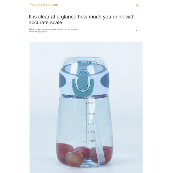 Transparent Sport Water Bottle with Straw Coffee Cup Drinking Tea Mugs Plastic Bottle Outdoor Sport Camping Supply 2