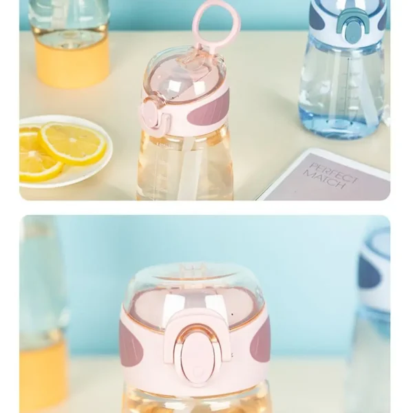 Transparent Sport Water Bottle with Straw Coffee Cup Drinking Tea Mugs Plastic Bottle Outdoor Sport Camping Supply 3