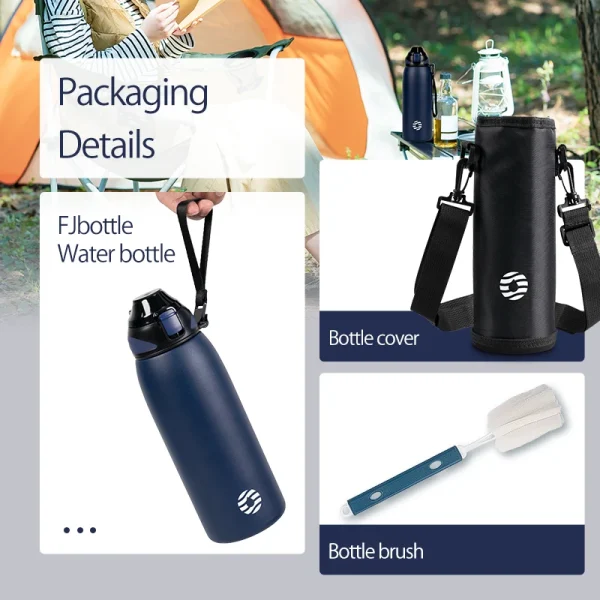 FEIJIAN Water Bottle 1L Vacuum Sports Bottle Warm and Cold Drink Stainless Steel Vacuum Flask 6